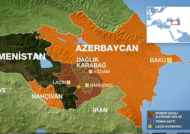azerbaycan ermenistan harita