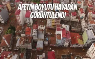 Afetin boyutu Trabzon'da havadan görüntülendi