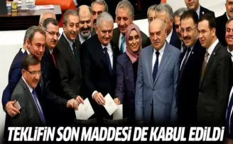 Anayasa teklifinin son maddesi de kabul edildi