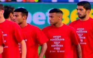 Atletico Madrid-Barcelona maçında Suriyeliler için mesaj