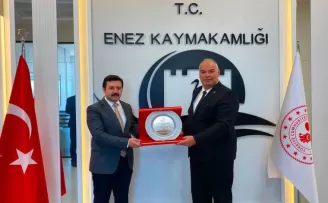 Enez’de Başkan Günenç’ten Kaymakam Fırat’a ’hayırlı olsun’ ziyareti