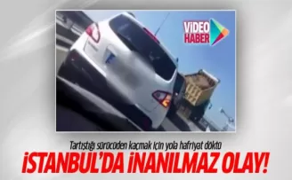 Kamyon sürücüsü kaçmak için yola hafriyat döktü!