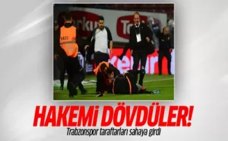 Sahaya inen Trabzonspor taraftarları hakem Volkan Bayaraslan'ı dövdü!