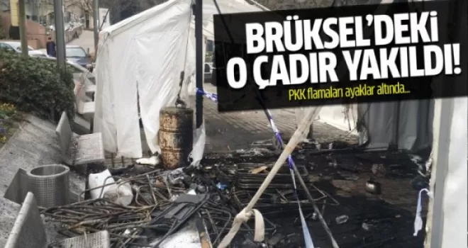 Brüksel'de açılan PKK çadırı yakıldı
