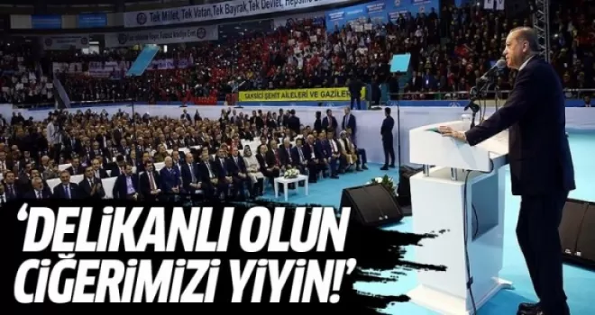 Cumhurbaşkanı Erdoğan: Delikanlı ol ciğerimi ye!