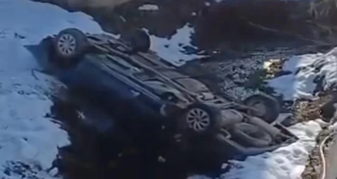 Düzce Yığılca’da buzlanan yolda kaza