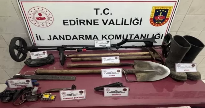 Edirne Enez’de kaçak kazıya 2 tutuklama