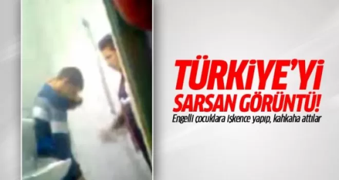 Engelli çocuklara işkence yapıp, kahkahalar attılar