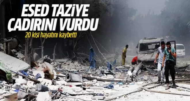 Esed rejimi Halep'te taziye çadırını vurdu: 20 ölü