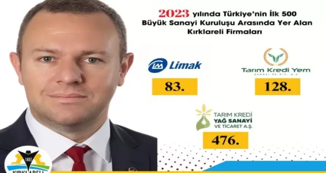 Kırklareli Ticaret ve Sanayi Odası Üyesi 3 Firma “en büyük“ listede