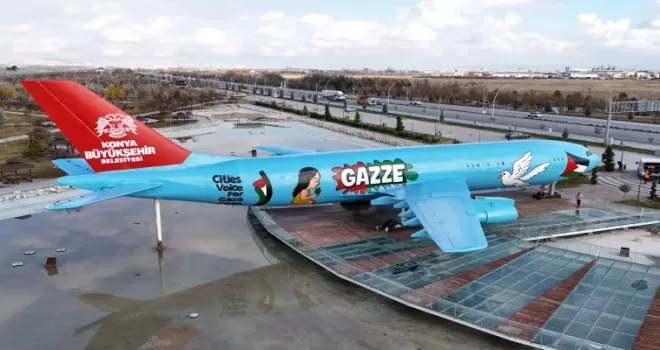Konya’ya gelenler ’Gazze’ mesajıyla karşılanıyor