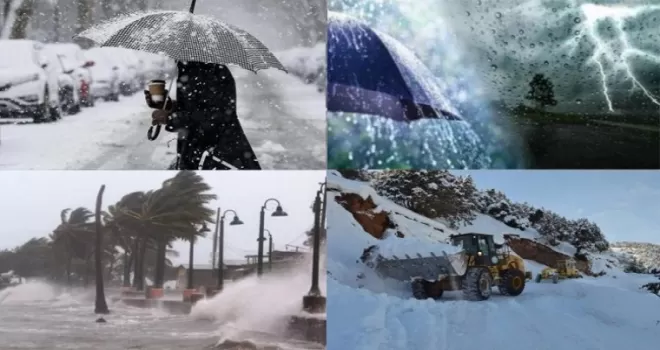 Meteoroloji’den kuvvetli yağış, kuvvetli rüzgar, fırtına, kar uyarısı