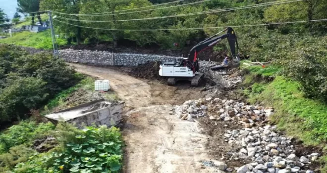 Ordu Fatsa’da yol güvenliği için taş duvar