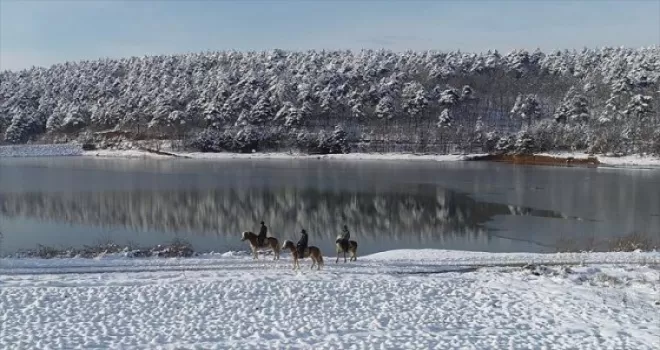 Uludağ'ın karlı eteklerinde atla gezinti turizmi