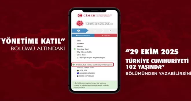 Vatandaşlar Cumhuriyet duygularını CİMER’den paylaşabilecek